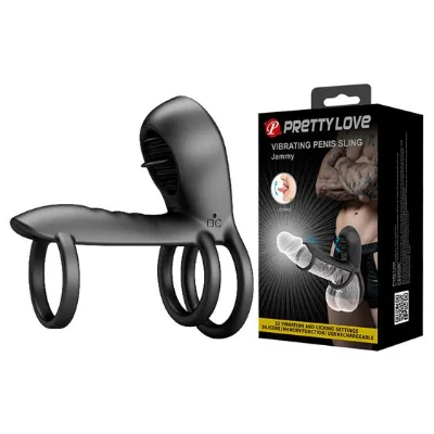 Насадка на член - Pretty Love Vibrating Penis Sling Jammy Black