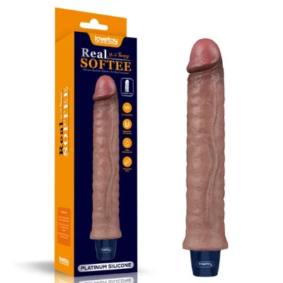Вібратор - Real Softee Rechargeable Silicone Vibrating Dildo 9.5"