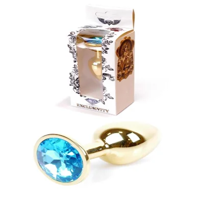 Анальна пробка - Jewellery Gold Plug Light Blue