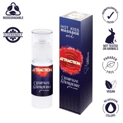 Масажна олія - MAI Attraction Massage Oil Champagne Strawberry, 50 мл (09.2026)