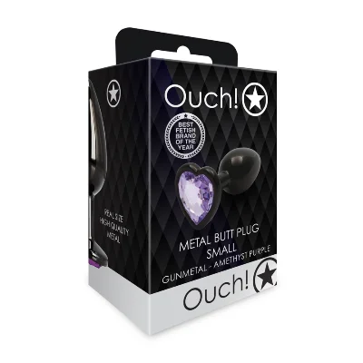 Анальна пробка - Ouch! Metal Butt Plug Small Gunmetal/Amethyst Purple