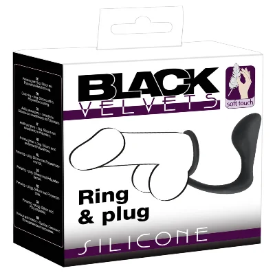 Ерекційне кільце з анальною пробкою - Black Velvets Ring & Plug
