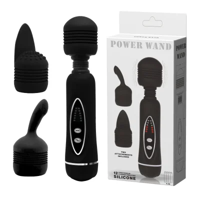 Вібратор зі змінними насадками - Power Wand Massage Kit Black
