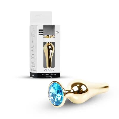 Анальна пробка - Jewellery Gold Long Plug Light Blue