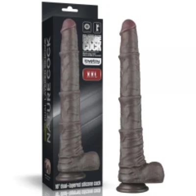 Фалоімітатор - Dual Layered Bendable Silicone Cock XXL 16'' Black