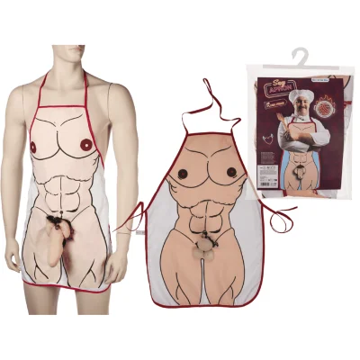 Кухонний фартух з плюшевим пенісом Sexy Apron Male Body With Plush Penis