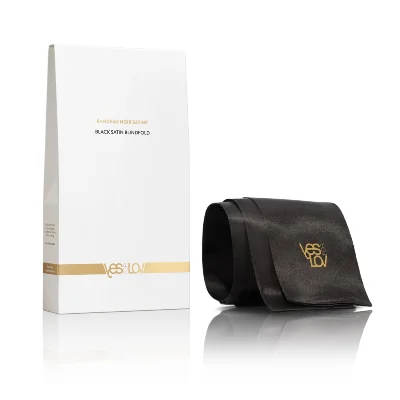 Сатинова пов'язка на очі YESforLOV BLACK SATIN BLINDFOLD (м'яте паковання)