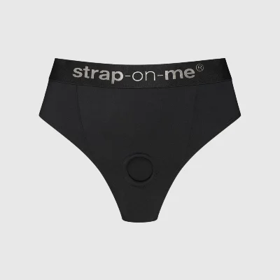 Трусики-бразиліана з фіксацією дилдо Strap-On-Me Harness Lingerie Idole – M – Black, високі