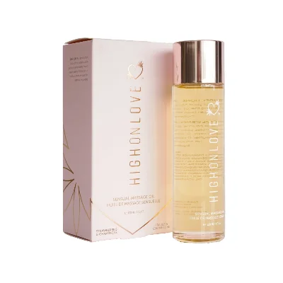 Масажна олія HighOnLove Massage Oil - Strawberry & Champagne (120 мл) з маслом насіння конопель
