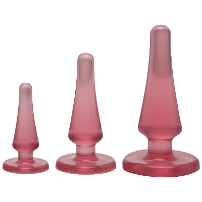 Набір анальних пробок Doc Johnson Crystal Jellies - Pink, макс. діаметр 2см - 3 см - 4 см