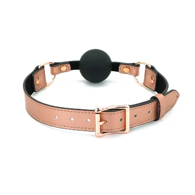 Кляп Liebe Seele Rose Gold Memory Ball Gag, силіконова кулька, діаметр 4,3 см, шкіряний ремінець