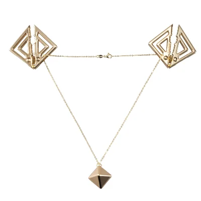 Затискачі для сосків з важкою підвіскою LOCKINK Adjustable Nipple Clamps with Heavy Pendant, під золото