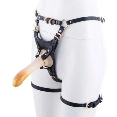 Страпон LOCKINK SEVANDA Queen Sheba Strapon Golden Dildo, регульовані кріплення, силіконовий дилдо