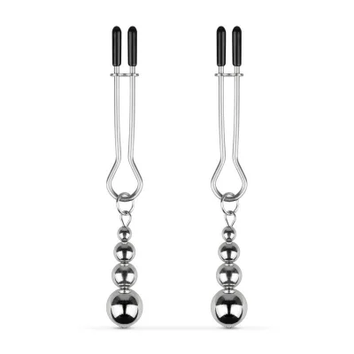 Затискачі для сосків Bedroom Fantasies: Nipple Clamps with Beaded Chain - Silver