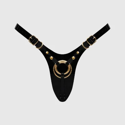 Трусики для страпона Strap-On-Me Leatherette Harness Fabulous - One Size - Black Glossy