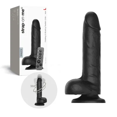Фалоімітатор з вібрацією та ротацією Strap-On-Me Rotating & Vibrating Realistic Dildo – L – Black