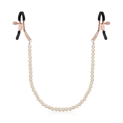 Затискачі для сосків з перлинним ланцюжком Rosy Gold - Nipple Clamps Pearls