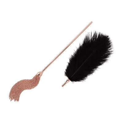 Лоскітка з металевим флогером Rosy Gold - Feather Tickler & Whip