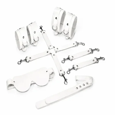 Набір Feral Feelings BDSM Kit 5 White, наручники, поножі, хрестовина, маска, падл