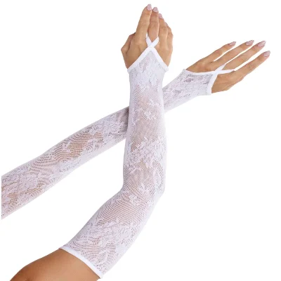 Мітенки Leg Avenue Floral Net Extra Long Gauntlet Arm Warmers White One Size