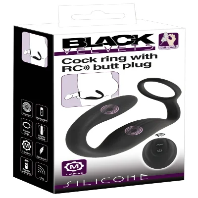 Вибратор простаты с эрекционным кольцом Cock ring with RC butt plug
