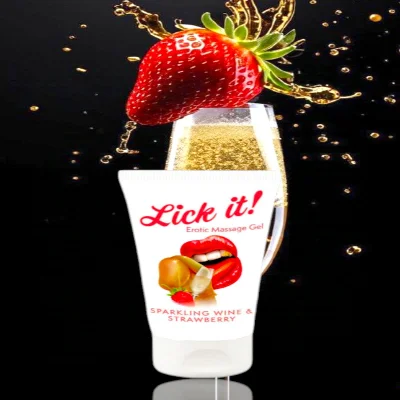 Оральная смазка Lick It! Sparkling Wine and Strawberry 50 мл (веганская)