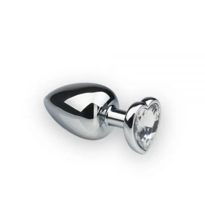 Анальная пробка Silver Heart Diamond, L с кристаллом в виде сердечка