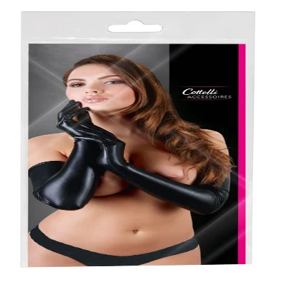 Черные глянцевые перчатки с мокрым эффектом от Cottelli S/M/L