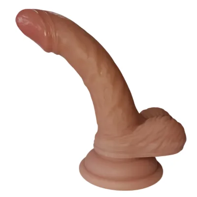 Фаллоимитатор с мошонкой на присоске OYO - Dildo Double Layer Silicone YQW-040 (длина 16 см, диаметр 3 см)