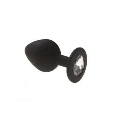 Анальная пробка с кристаллом, Black Silicone Diamond, M