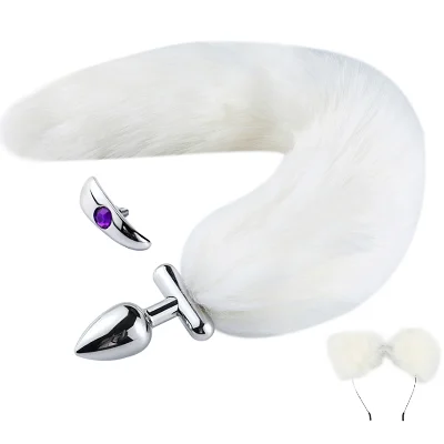 Набор (анальная пробка с хвостом + ушки) Passion Kitty белый
