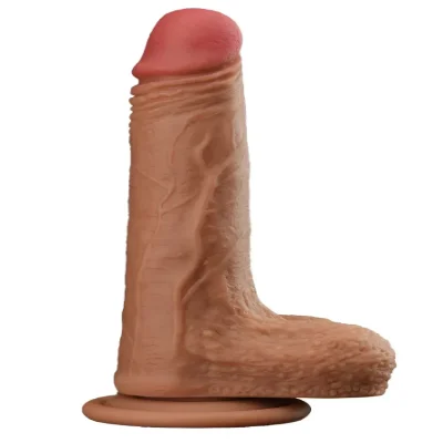 Фаллоимитатор с мошонкой на присоске OYO - Dildo Double Layer Silicone YQW-017 (длина 18 см, диаметр 3.5 см)