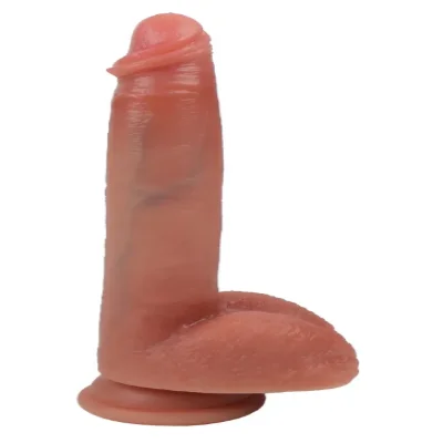 Большой фаллоимитатор с мошонкой на присоске OYO - Dildo Double Layer Silicone YQW-028 (длина 21.5 см, диаметр 3.8 см)