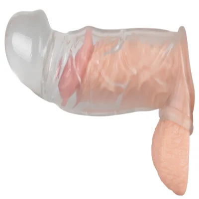 Прозрачная насадка на член c реалистичным рельефом Crystal Sex Toys бесцветная