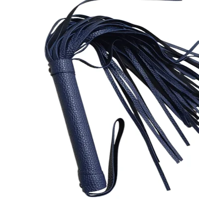 Классическая кожаная плеть с петлей на рукояти Premium Dark blue