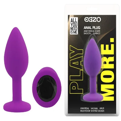 Анальная пробка EGZO Silicone Purple S — гладкая фиолетовая силиконовая модель для начинающих