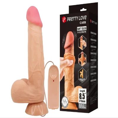Вибратор на присоске с хребтом и эффектом скользящей кожи BAILE - Sliding Skin 8,5'' Flesh, BW-008105ZRG