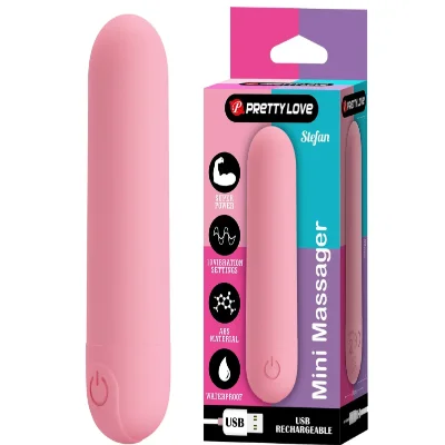 Перезаряжаемая вибропуля Pretty Love - Stefan Light pink, BI-300085-3