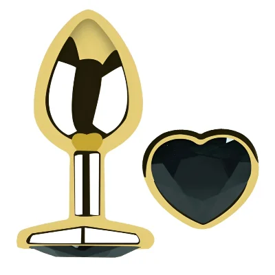 Анальная пробка EGZO Gold Heart Plug M с кристаллом для длительного ношения