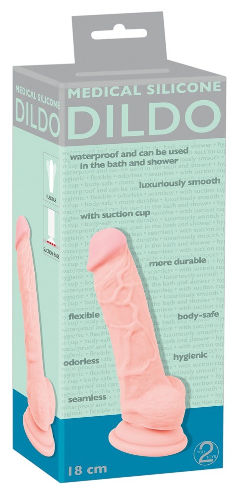Фалоімітатор - Medical Silicone Dildo, 18 см - зображення 1