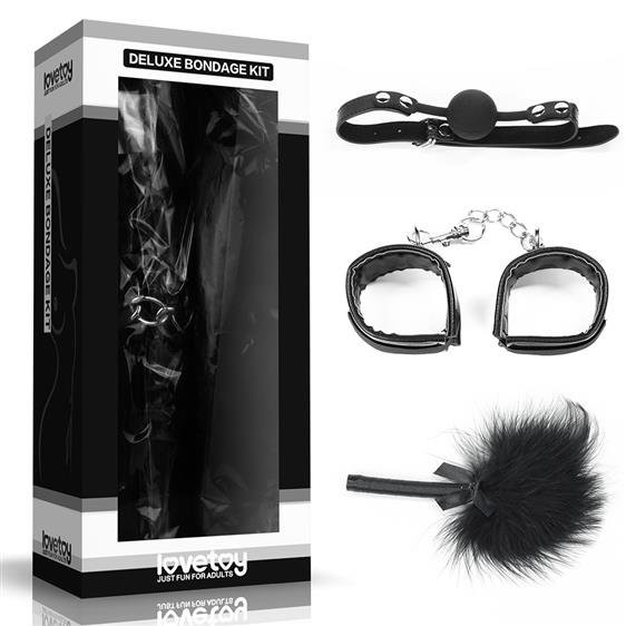 Набір БДСМ - Deluxe Bondage Kit (кляп, наручники, пір'їнка) - зображення 1