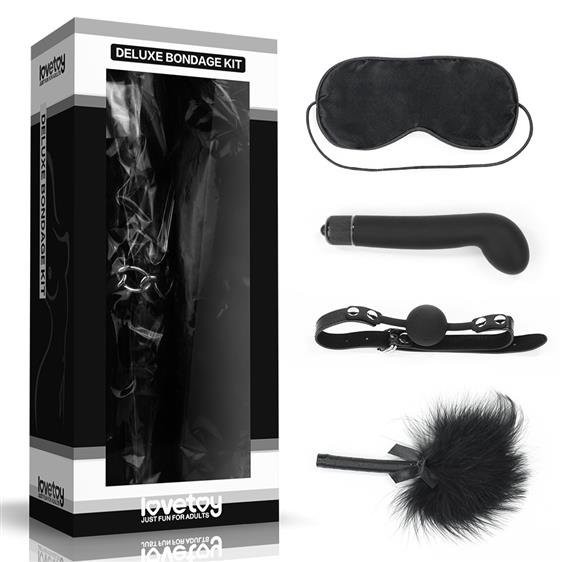 Набір БДСМ - Deluxe Bondage Kit (маска, вібратор, кляп, пір'їнка) - зображення 1