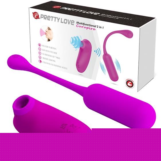 Віброяйце з кліторальним стимулятором - Pretty Love Curupira Multifunctional 2 in 1 Purple - зображення 1