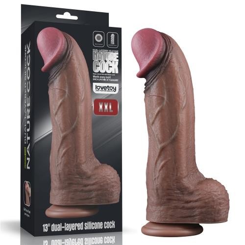Фалоімітатор - Dual-Layered Silicone Cock 13" Brown - зображення 1