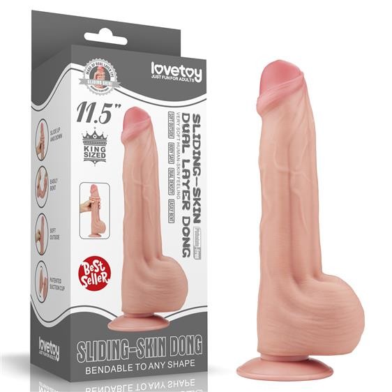 Фалоімітатор - Sliding-Skin Dual Layer Dong 11.5" Flesh - зображення 1