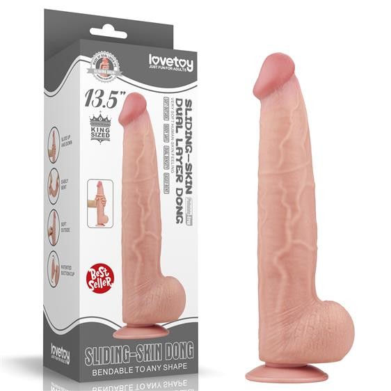 Фалоімітатор - Sliding-Skin Dual Layer Dong 13.5" Flesh - зображення 1