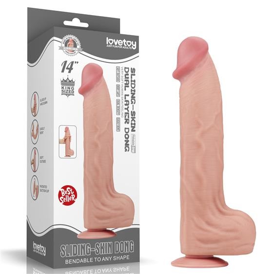 Фалоімітатор - Sliding-Skin Dual Layer Dong 14" Flesh - зображення 1