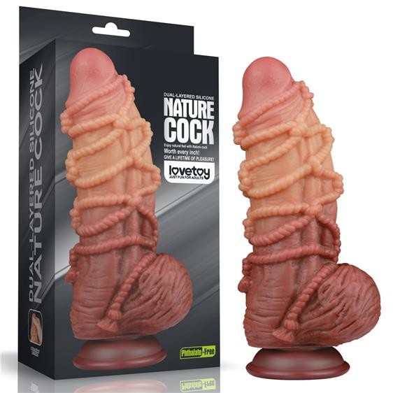 Фалоімітатор - Dual-Layered Silicone Cock With Rope 9.5" Flesh #1 - зображення 1