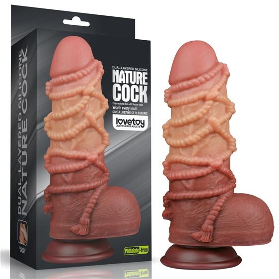 Фалоімітатор - Dual-Layered Silicone Cock With Rope 9.5" Flesh #2 - зображення 1