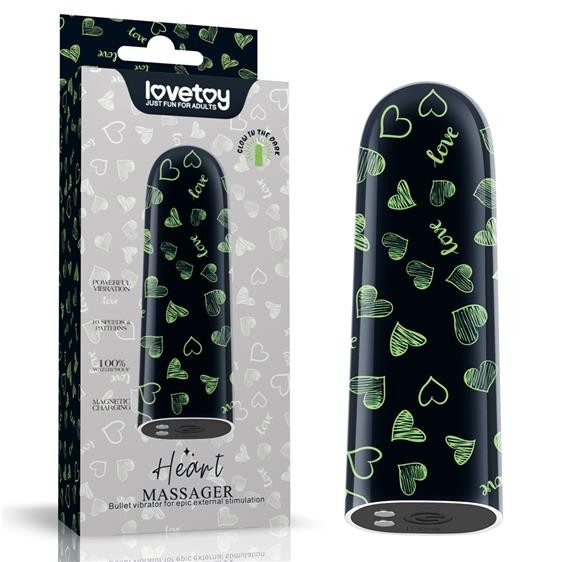 Вібропуля - Rechargeable Glow-in-the-dark Heart Massager - зображення 1